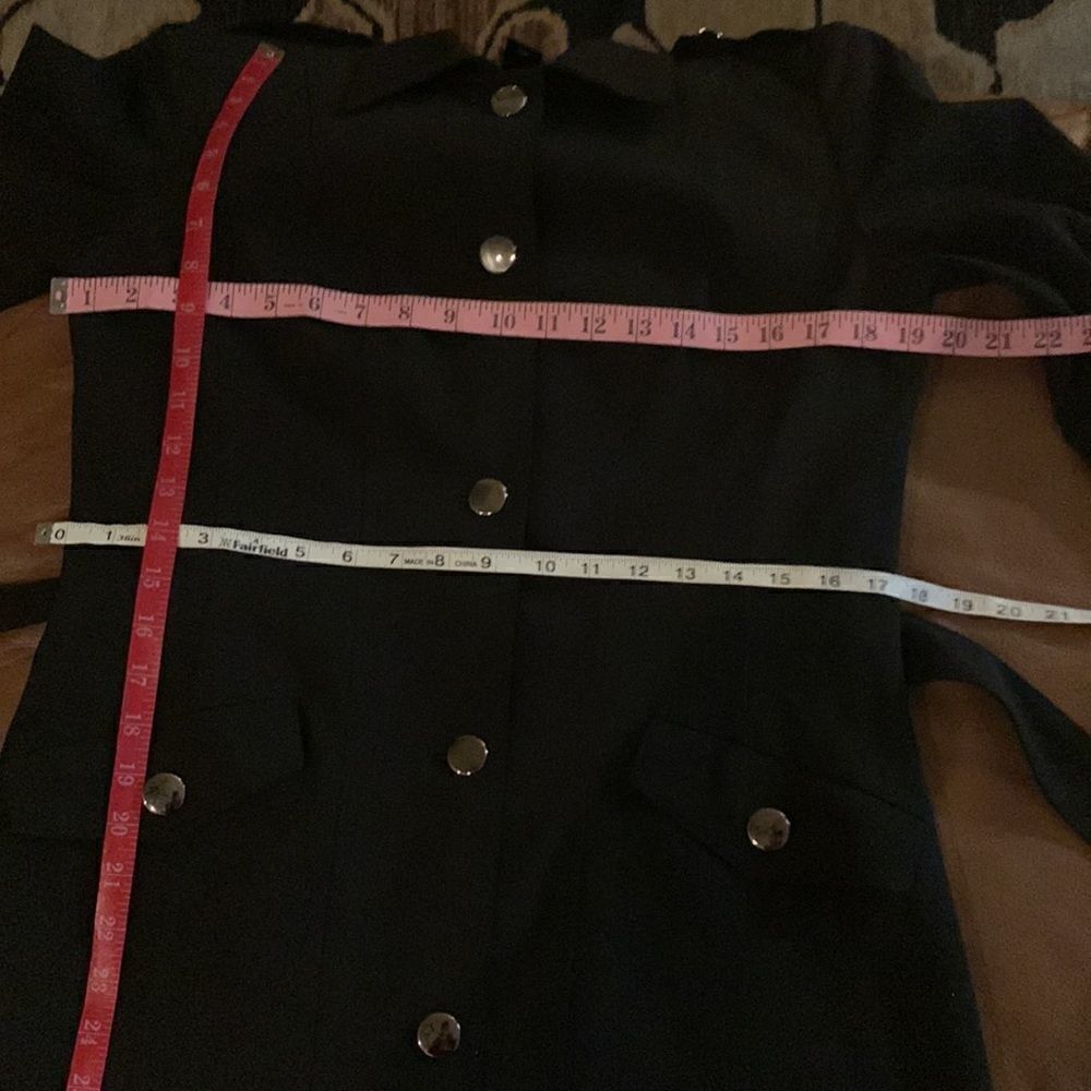 Worthington Works Stretch Separates Size 8 Silver Button Front Black Trench Coat - Picture 13 of 15